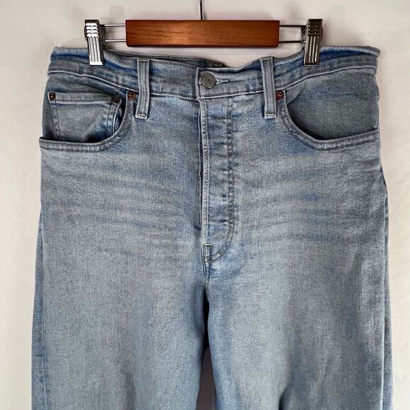 LEVI'S Women's Jeans Ribcage Straight Ankle Stretch Blue Light Wash Size 31 - Picture 3 of 10